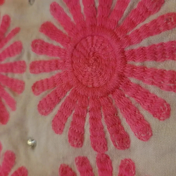 Milly Minis Girls Dress Size 4 Pink Floral Bling Buttons Barbiecore Sleeveless - Picture 4 of 5